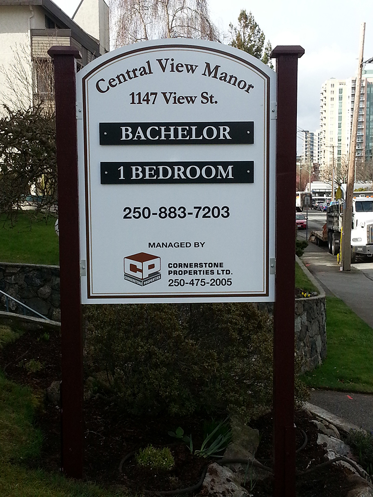 central view manor post panel sign