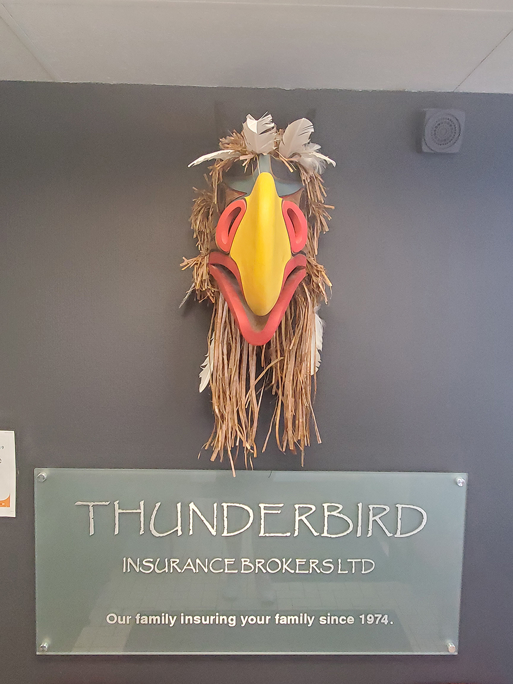 thunderbird insurance glass sign