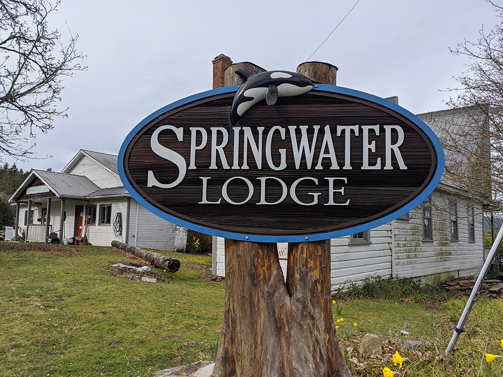 springwater lodge cedar sandblast sign