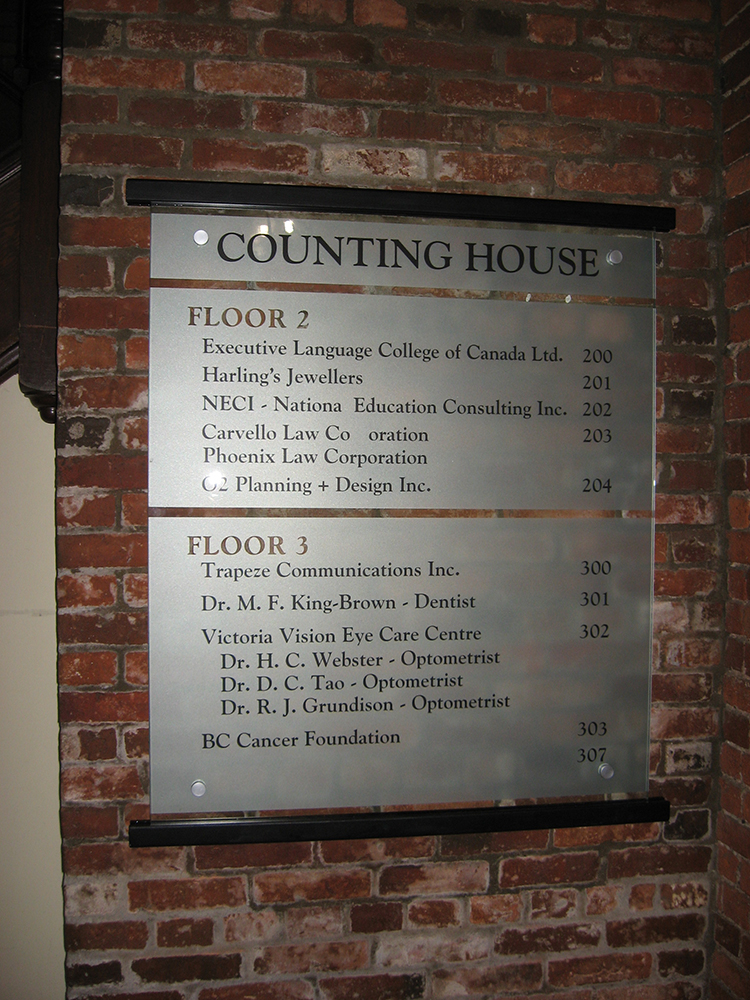 counting house directory sign